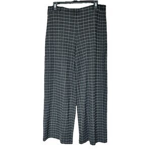 J Jill Full Leg Cropped Pants Womens Medium Gray Grid Plaid Pull On Preppy